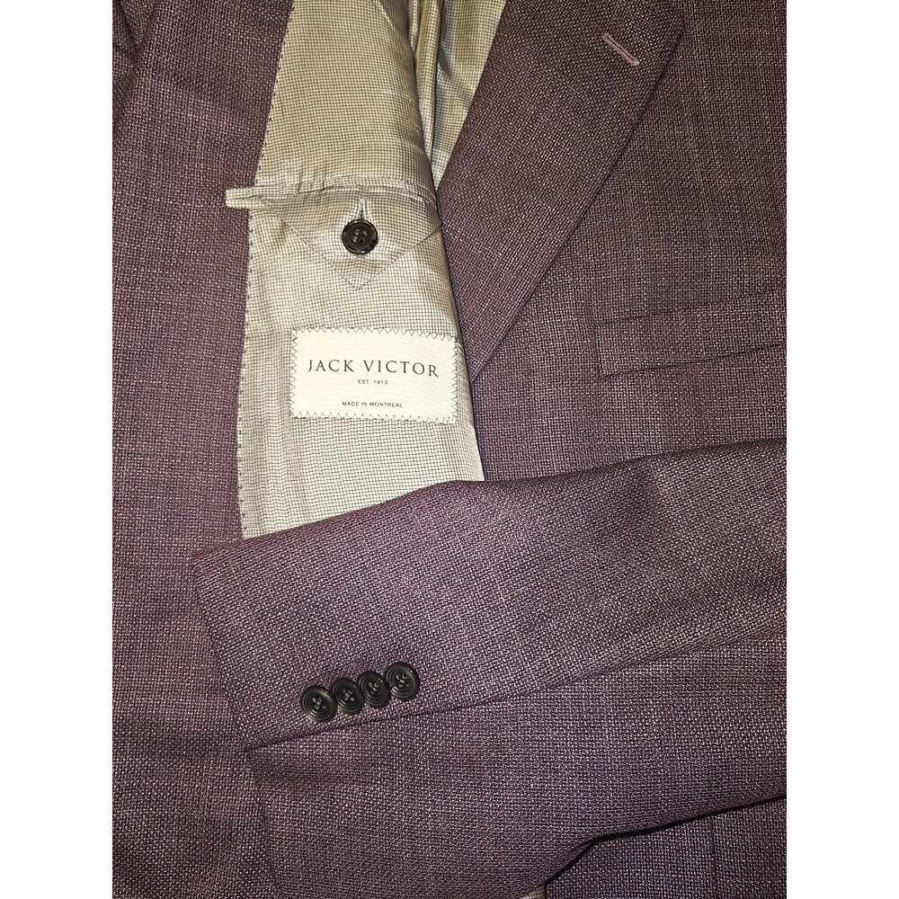 🔥Showroom🔥JACK VICTOR Pure Wool Plum Sharkskin Sport Coat 56R 💯